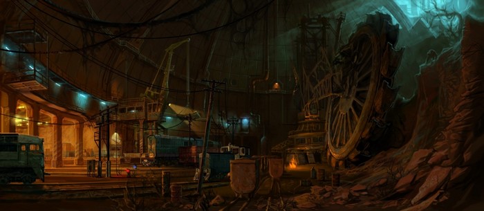 S.T.A.L.K.E.R.: Call of Pripyat concept art of an underground industrial area