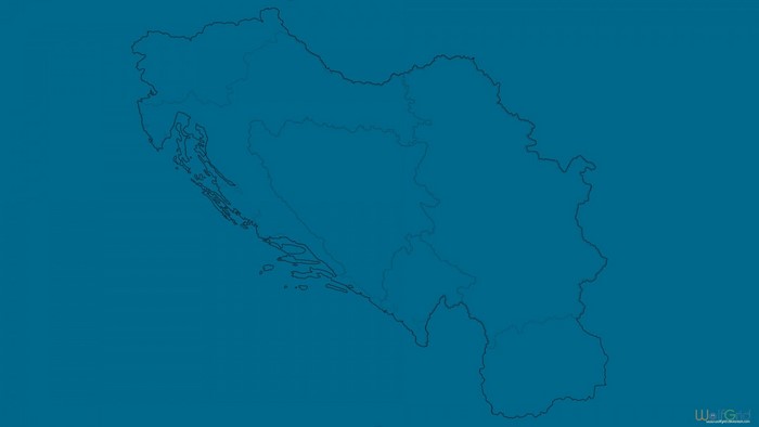 Map of Yugoslavia outline on a blue background