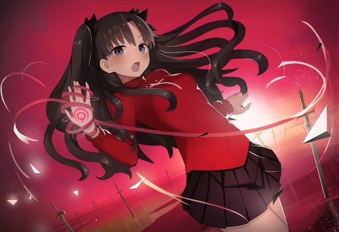 Rin Tohsaka from Fate/Stay Night casting a spell