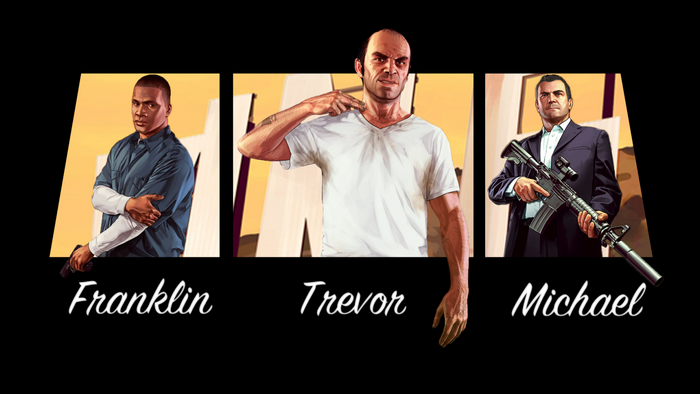 Franklin, Trevor, and Michael from Grand Theft Auto V