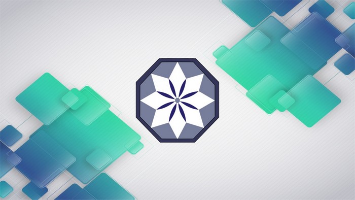 Octagonal Logo with Geometric Shapes