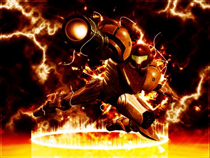 Samus Aran from Super Metroid in action