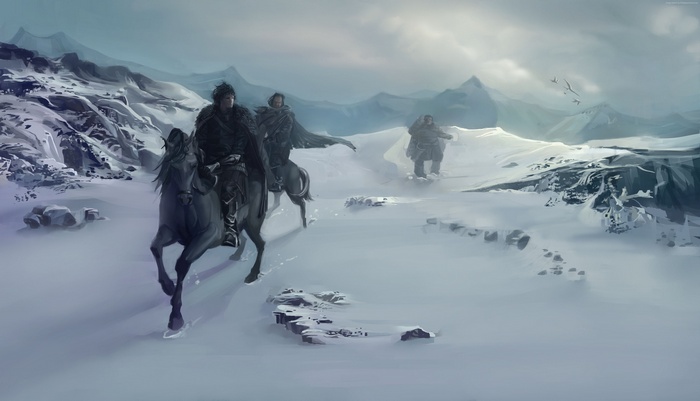 Jon Snow from Game of Thrones in a snowy landscape