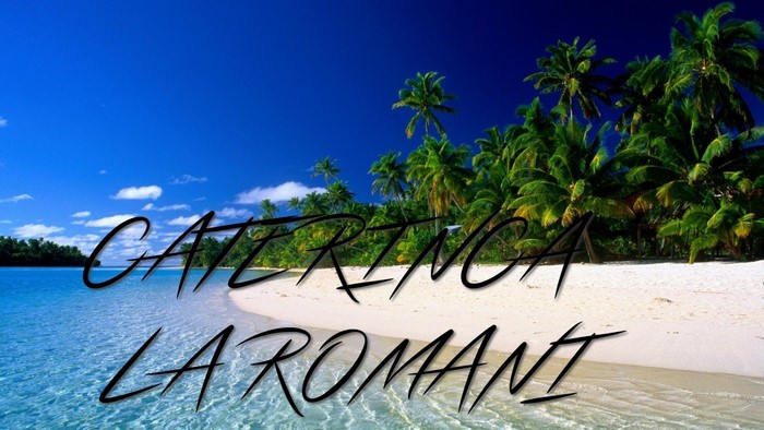 Catering La Romani typography on tropical beach