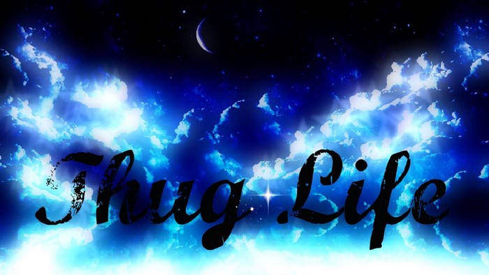 Thug Life text on a starry night sky with clouds