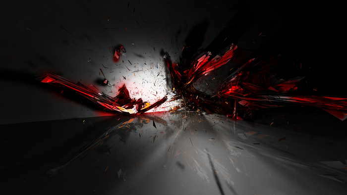 Abstract red and black shards with reflection
