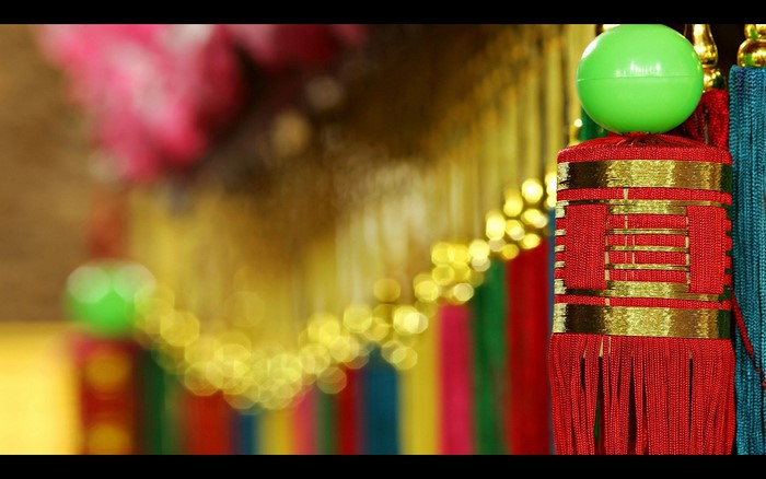 Chinese Decorations with Red Tassels and Green Ball