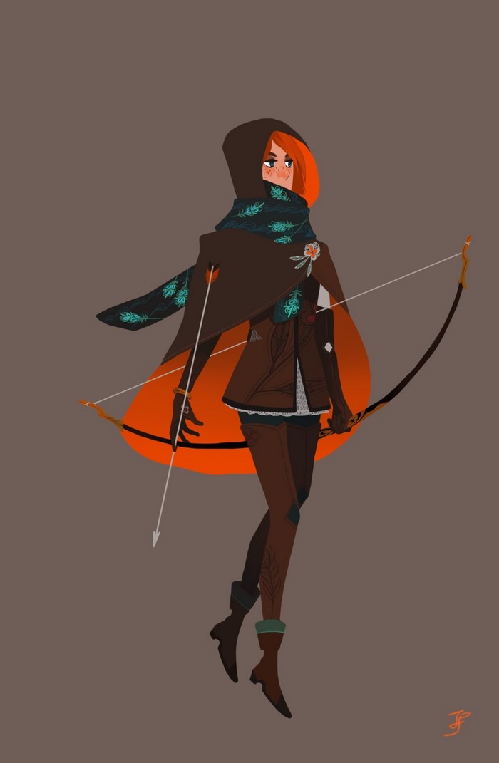 Leliana from Dragon Age holding a bow and arrow