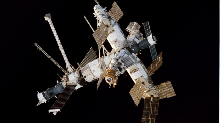 The Mir space station in orbit