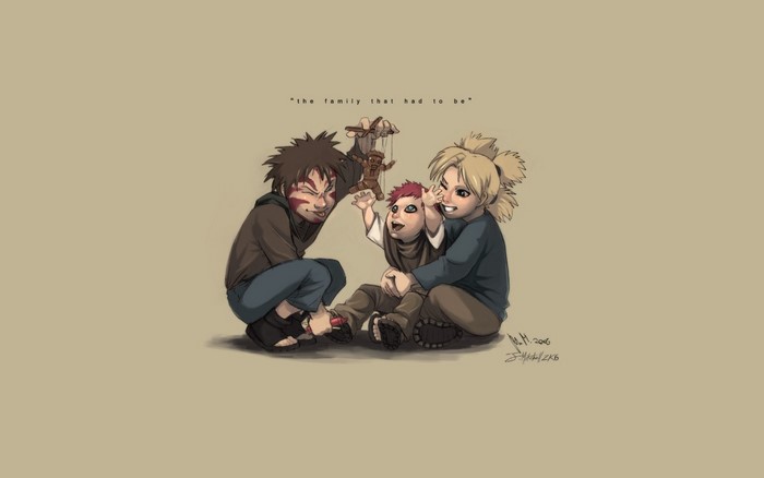 Gaara, Temari, and Kankuro from Naruto Shippuden playing with puppets