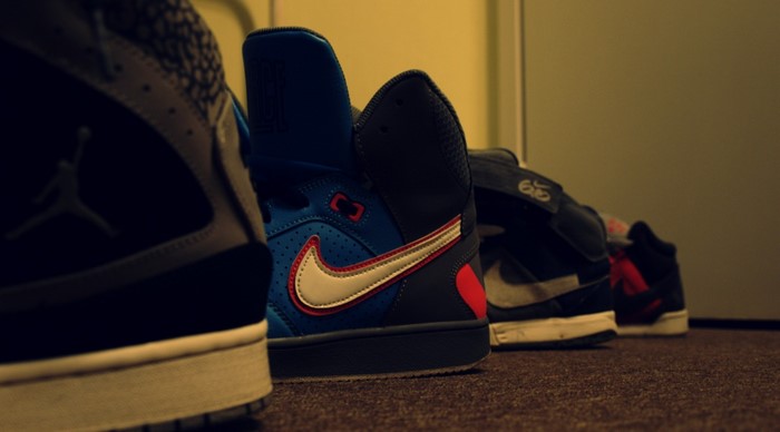 Nike and Air Jordan sneakers lined up