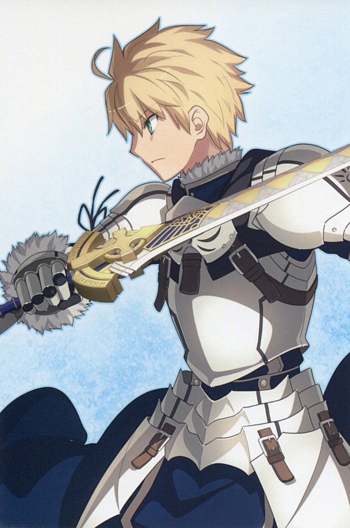 Saber from Fate Prototype holding a sword