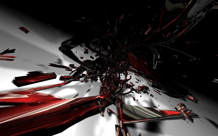 Abstract red and black metallic explosion