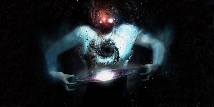 Cosmic Being Holding a Galaxy