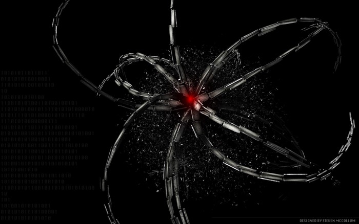 Abstract digital art with binary code and red center