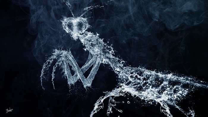Praying Mantis made of water and smoke