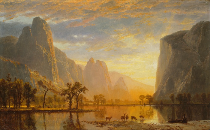 Yosemite Valley at Sunset with Deer