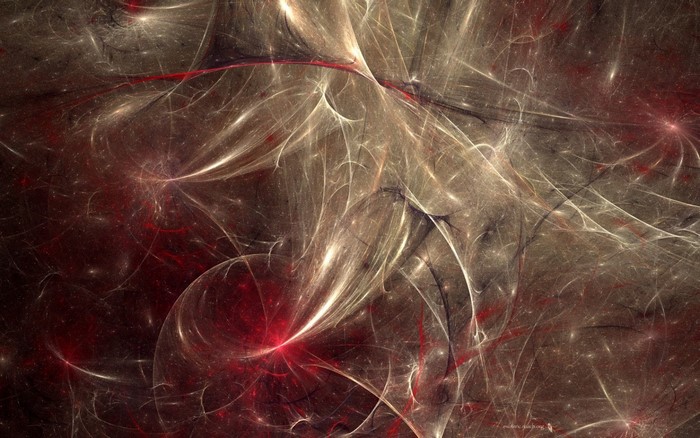 Abstract fractal art with red and white swirls