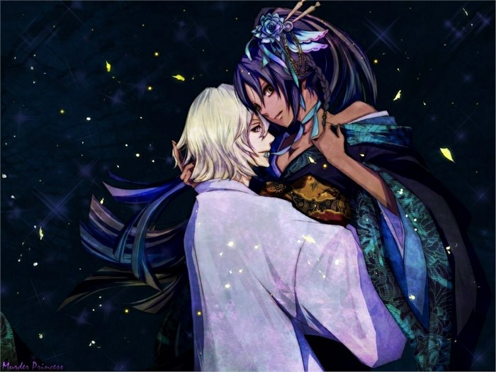 Shihouin Yoruichi and Urahara Kisuke from Bleach