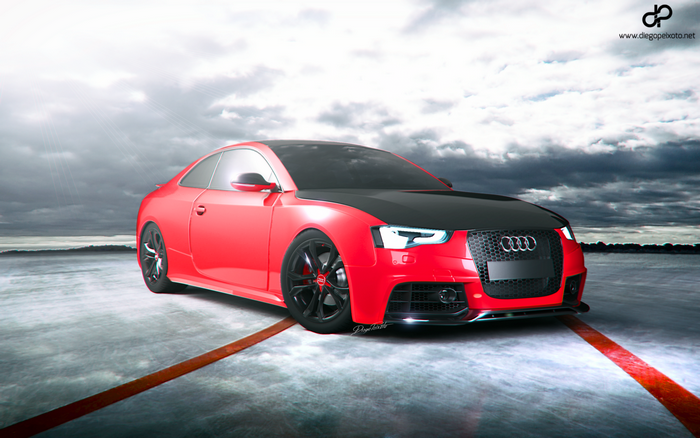 Red Audi sports car with black hood
