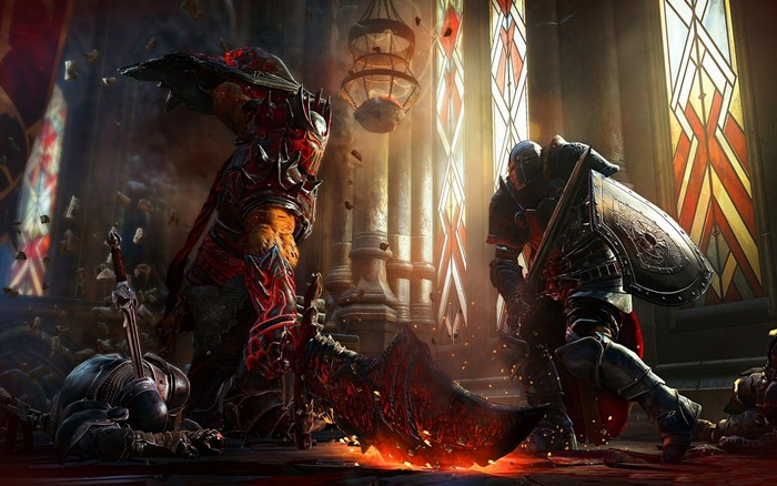 Lords of the Fallen screenshot of two warriors fighting