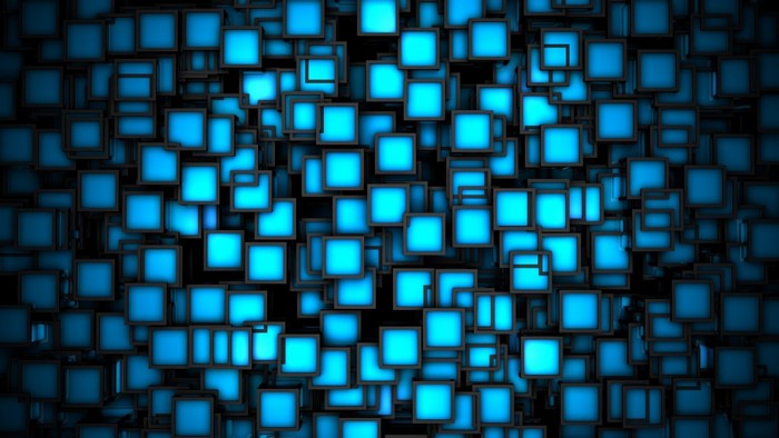 Abstract blue squares pattern with dark background