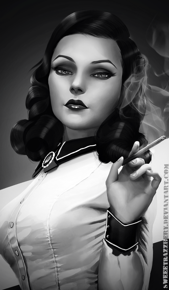Elizabeth from BioShock Infinite: Burial at Sea smoking