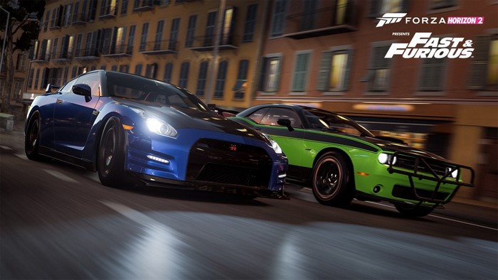 Nissan GT-R and Dodge Challenger from Forza Horizon 2 Presents Fast & Furious