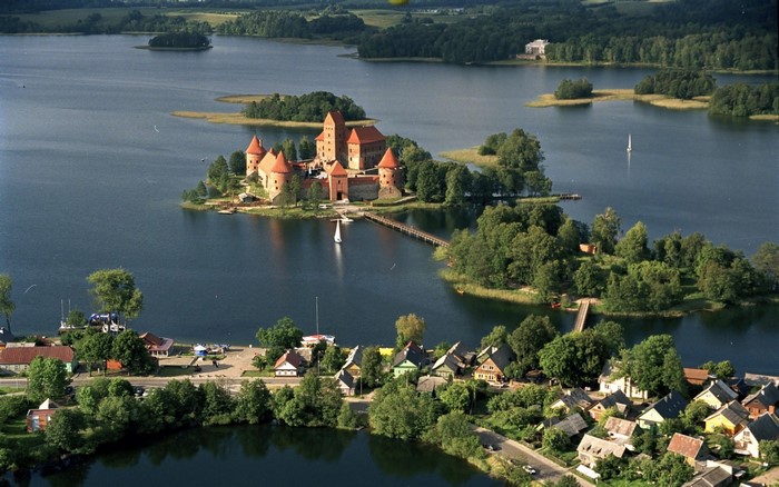 Trakai Island Castle in Lithuania on a lake