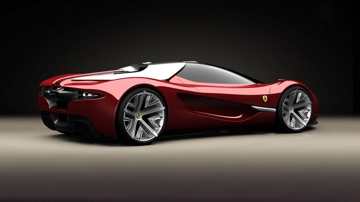 Red Ferrari concept sports car