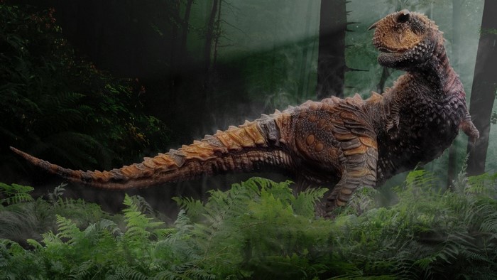 Carnotaurus in a Misty Jungle