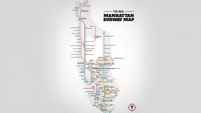 The Real Manhattan Subway Map Humor Illustration