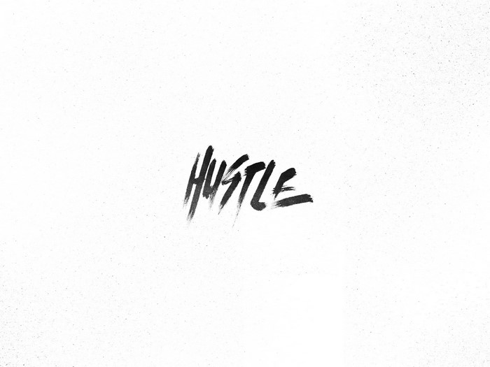 Hustle typography with brush strokes