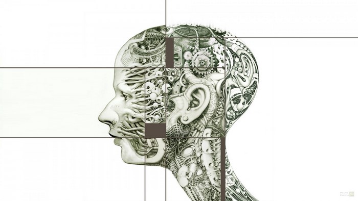 Mechanical Human Head Drawing