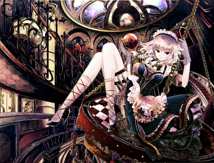 Izayoi Sakuya from Touhou on a swing