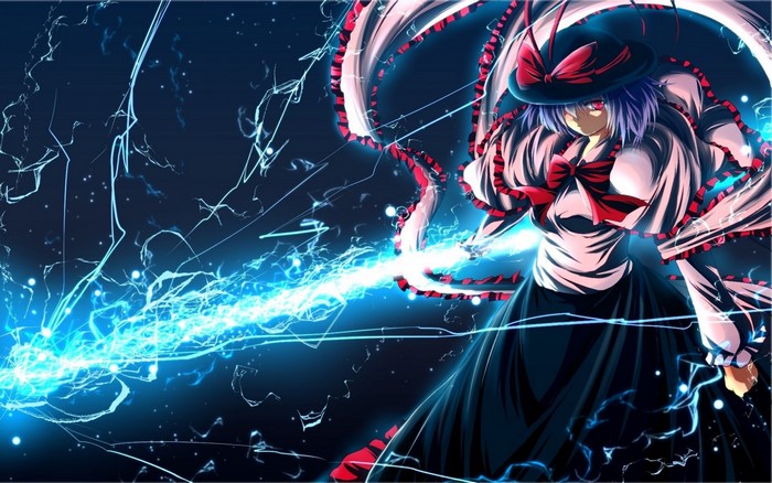 Nagae Iku from Touhou Project firing energy blast