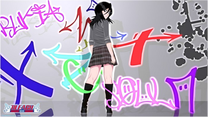 Kuchiki Rukia from Bleach with graffiti