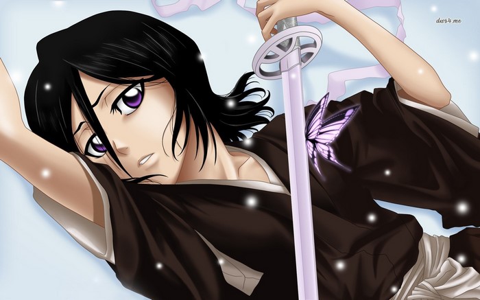 Kuchiki Rukia from Bleach holding a sword