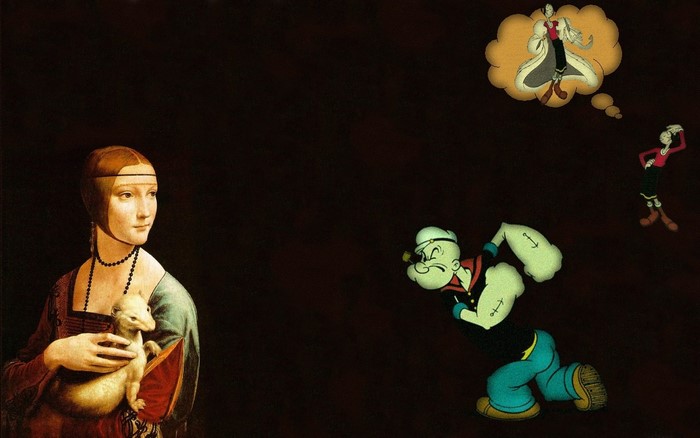 Lady with an Ermine, Popeye, and Olive Oyl