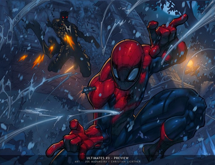 Spider-Man and enemy in a comic book preview