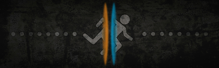 Portal game logo with running figure