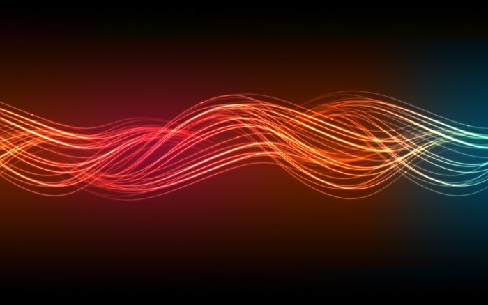 Abstract red and blue light waves