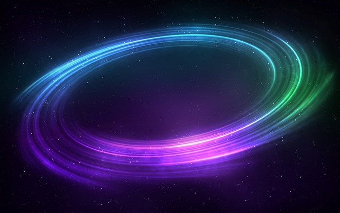 Vibrant Neon Galaxy Ring in Outer Space