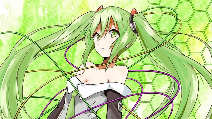 Hatsune Miku Digital Green Anime Illustration