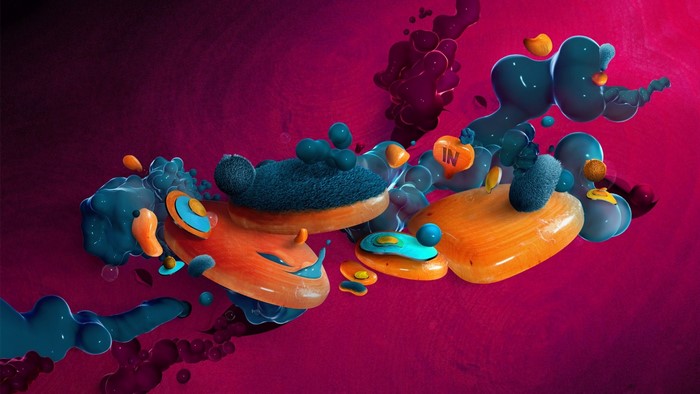 Abstract 3D illustration with blue and orange shapes