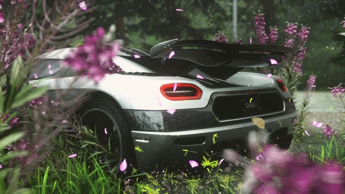 Koenigsegg One:1 sports car in nature