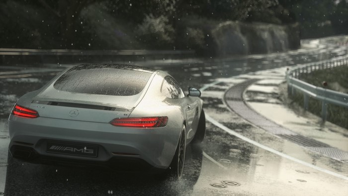 Mercedes-AMG GT on a wet road in Driveclub