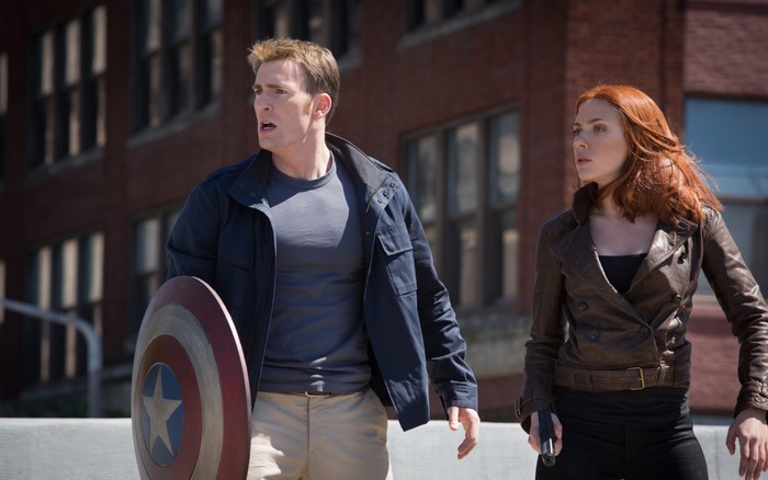 Captain America and Black Widow in Intense Moment