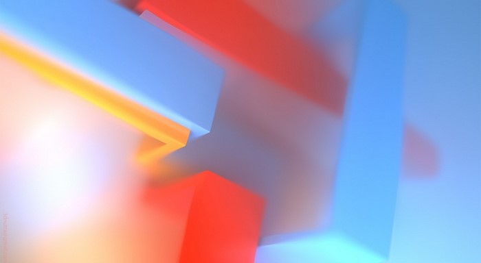 Abstract shapes with red, blue, and yellow colors