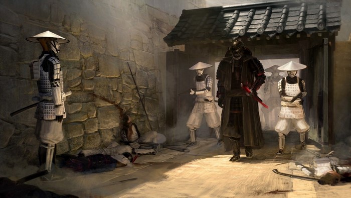 Samurai warriors in a battle scene
